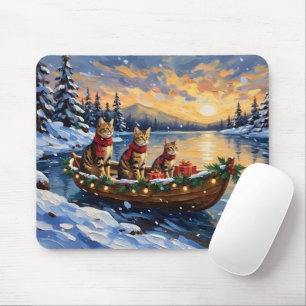Bengal Cat Christmas Boat Holiday Mouse Pad