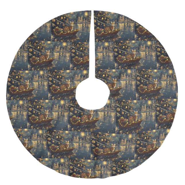 Bengal Cat Christmas Festive Voyage Brushed Polyester Tree Skirt (Front)