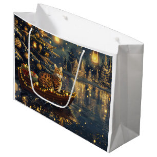 Bengal Cat Christmas Festive Voyage Large Gift Bag