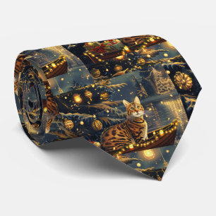 Bengal Cat Christmas Festive Voyage Tie