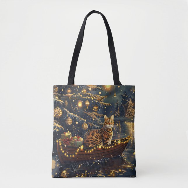 Bengal Cat Christmas Festive Voyage Tote Bag (Front)