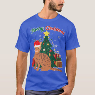 Bengal Cat Christmas Tree Snow Flakes Xmas Present T-Shirt