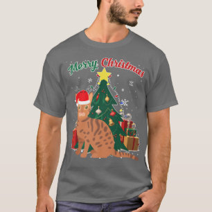 Bengal Cat Christmas Tree Snow Flakes Xmas Present T-Shirt