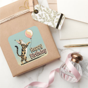 Bengal Cat Colourful  Square Sticker
