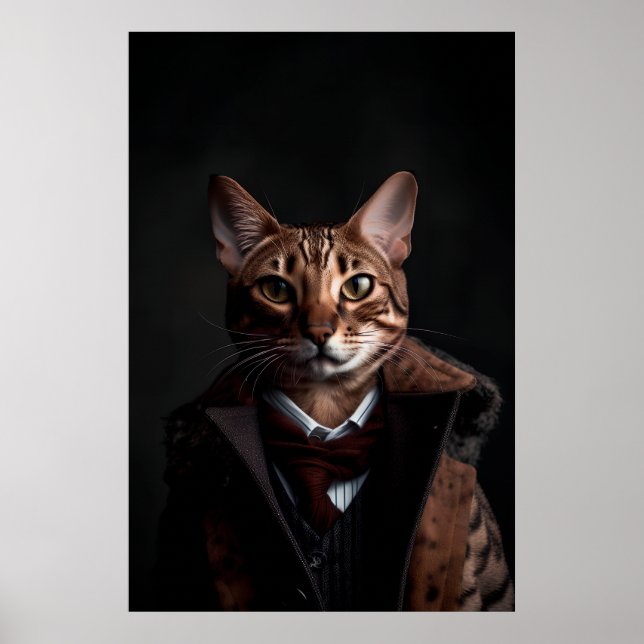 Bengal Cat in a Suit  | My Mobster Cat | Funny Poster (Front)