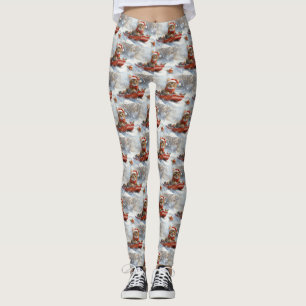 Bengal Cat in Sledge Let it Snow Christmas Leggings