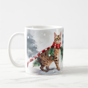 Bengal Cat in Snow Christmas Coffee Mug