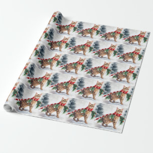 Bengal Cat in Snow Christmas  Wrapping Paper