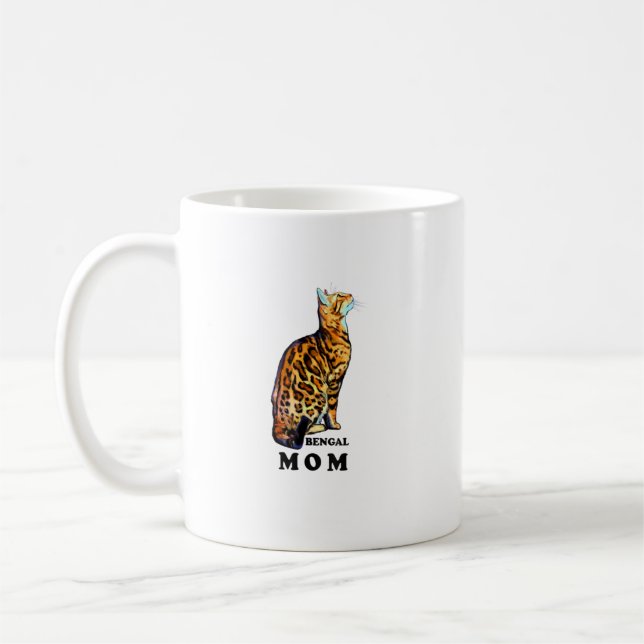 Bengal Cat Mom Shirt   Domestic Rosetted Brown Ben Coffee Mug (Left)