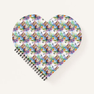 Bengal Cat Motif Heart Shaped Spiral Notebook