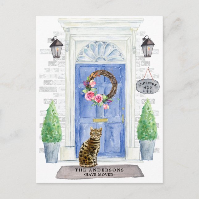 Bengal Cat Moving Announcement Postcard (Front)