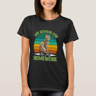 Bengal Cat MY BENGAL CAT ATE MY HOMEWORK Funny Vin T-Shirt