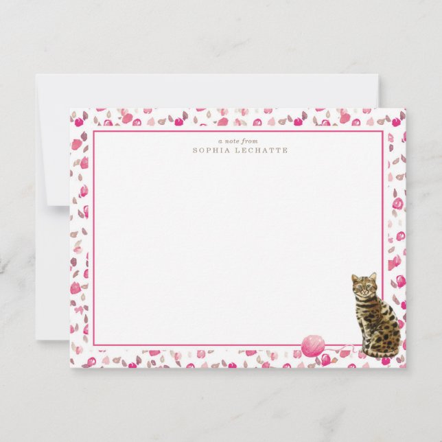 Bengal Cat Personalized Stationery Card (Front)