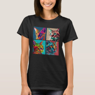 Bengal Cat Pop Illustration Colourful Animal Women T-Shirt