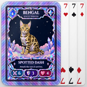Bengal Cat, Rainbow Foil Art Playing Cards