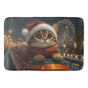 Bengal Cat Roller Coaster Christmas Bath Mat