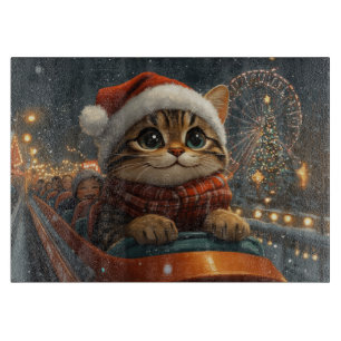 Bengal Cat Roller Coaster Christmas Cutting Board