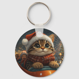 Bengal Cat Roller Coaster Christmas Keychain