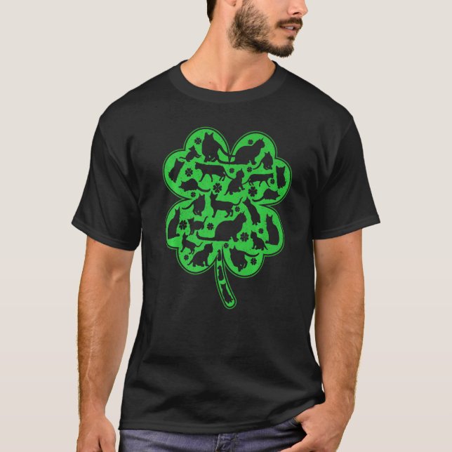 Bengal Cat Shamrock Leaf Bengal Cat St Patrick S D T-Shirt (Front)
