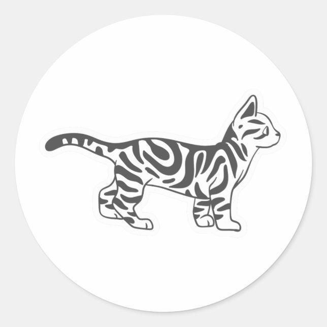 Bengal cat standing - Choose background colour Classic Round Sticker (Front)