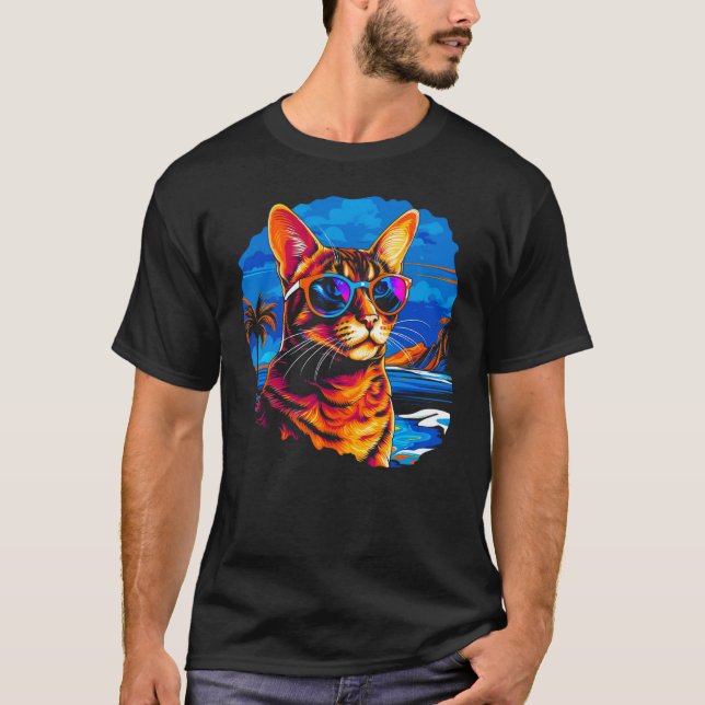 Bengal Cat Summer Party T-Shirt (Front)