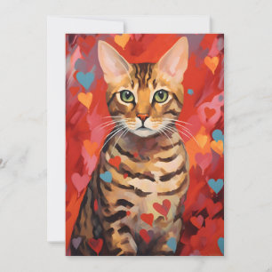 Bengal cat Valentine's day Holiday Card
