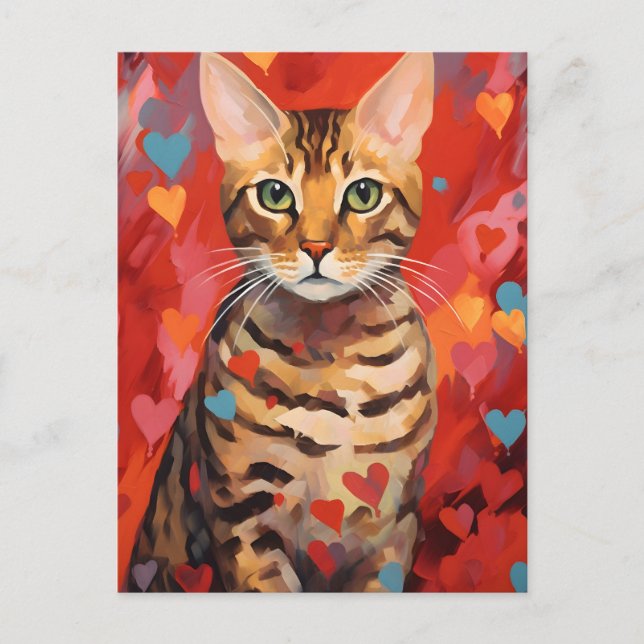 Bengal cat Valentine's day  Postcard (Front)