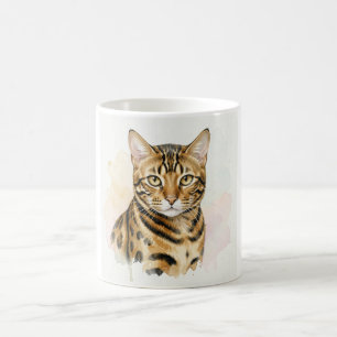 Bengal Cat Watercolour Portrait Coffee Mug