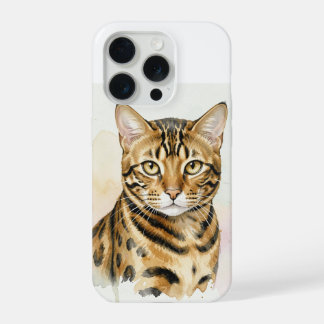 Bengal Cat Watercolour Portrait iPhone 15 Pro Case