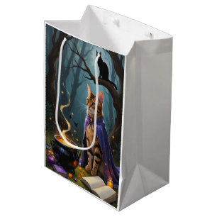Bengal Cat Whimsical Halloween Painting  Medium Gift Bag
