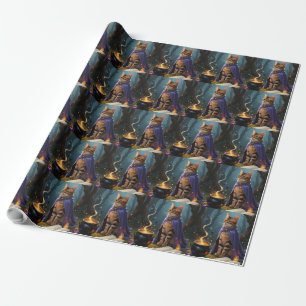 Bengal Cat Whimsical Halloween Painting  Wrapping Paper