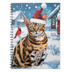 Bengal Cat Winter Wonderland Christmas Joy Notebook