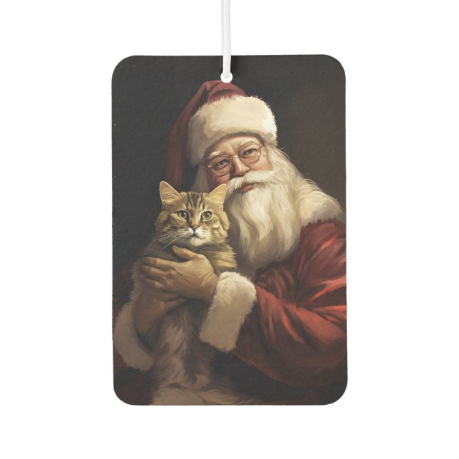 Bengal Cat with Santa Claus Festive Christmas Air Freshener (Front)
