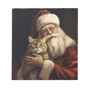 Bengal Cat with Santa Claus Festive Christmas Notepad
