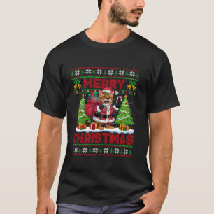 Bengal Cat Xmas Tree Lights Ugly Santa Bengal Cat T-Shirt
