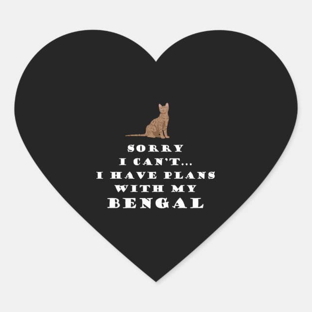 Bengal Cats Cat Cute Funny Heart Sticker (Front)