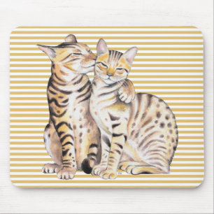 Bengal Cats Ochre Stripes Mouse Pad
