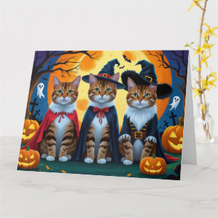 Bengal Cats Pumpkin Halloween Funny Card