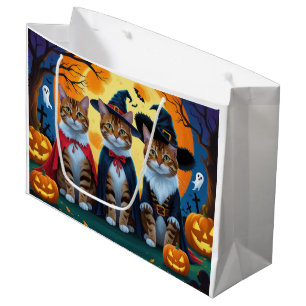 Bengal Cats Pumpkin Halloween Funny Large Gift Bag