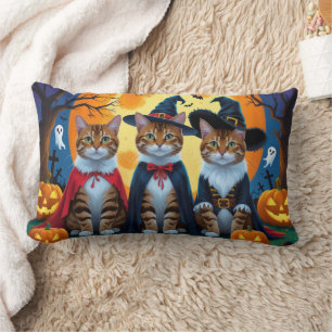 Bengal Cats Pumpkin Halloween Funny Lumbar Pillow