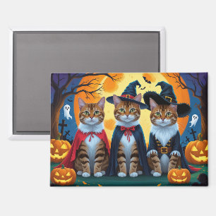 Bengal Cats Pumpkin Halloween Funny Magnet