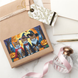 Bengal Cats Pumpkin Halloween Funny Sticker