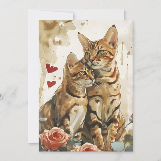 Bengal cats Valentine's day  Holiday Card (Front)