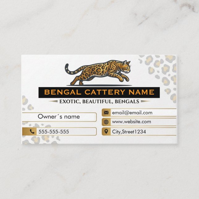 Bengal Cattery Business Card  (Front)