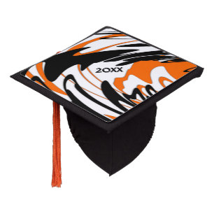Bengal Colours Modern Orange and Black Year Graduation Cap Topper