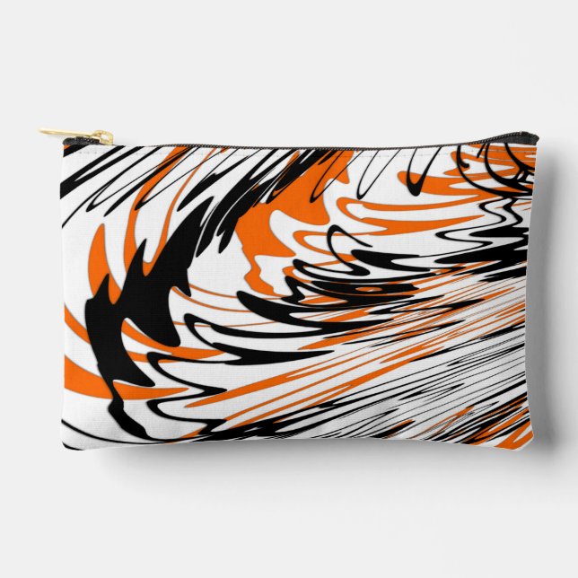 Bengal Colours Squiggly Orange and Black Lines Accessory Pouch (Front)
