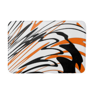Bengal Colours Squiggly Orange and Black Lines Bath Mat