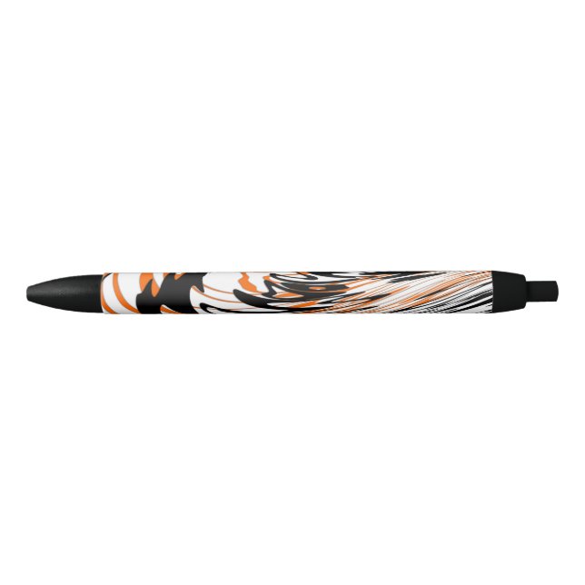 Bengal Colours Squiggly Orange and Black Lines Black Ink Pen (Front)