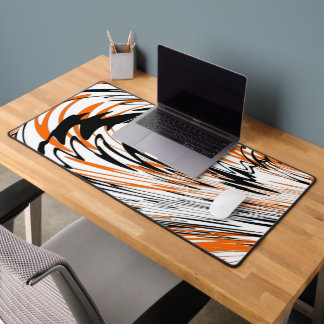 Bengal Colours Squiggly Orange and Black Lines Desk Mat