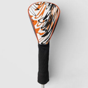 Bengal Colours Squiggly Orange and Black Lines Golf Head Cover